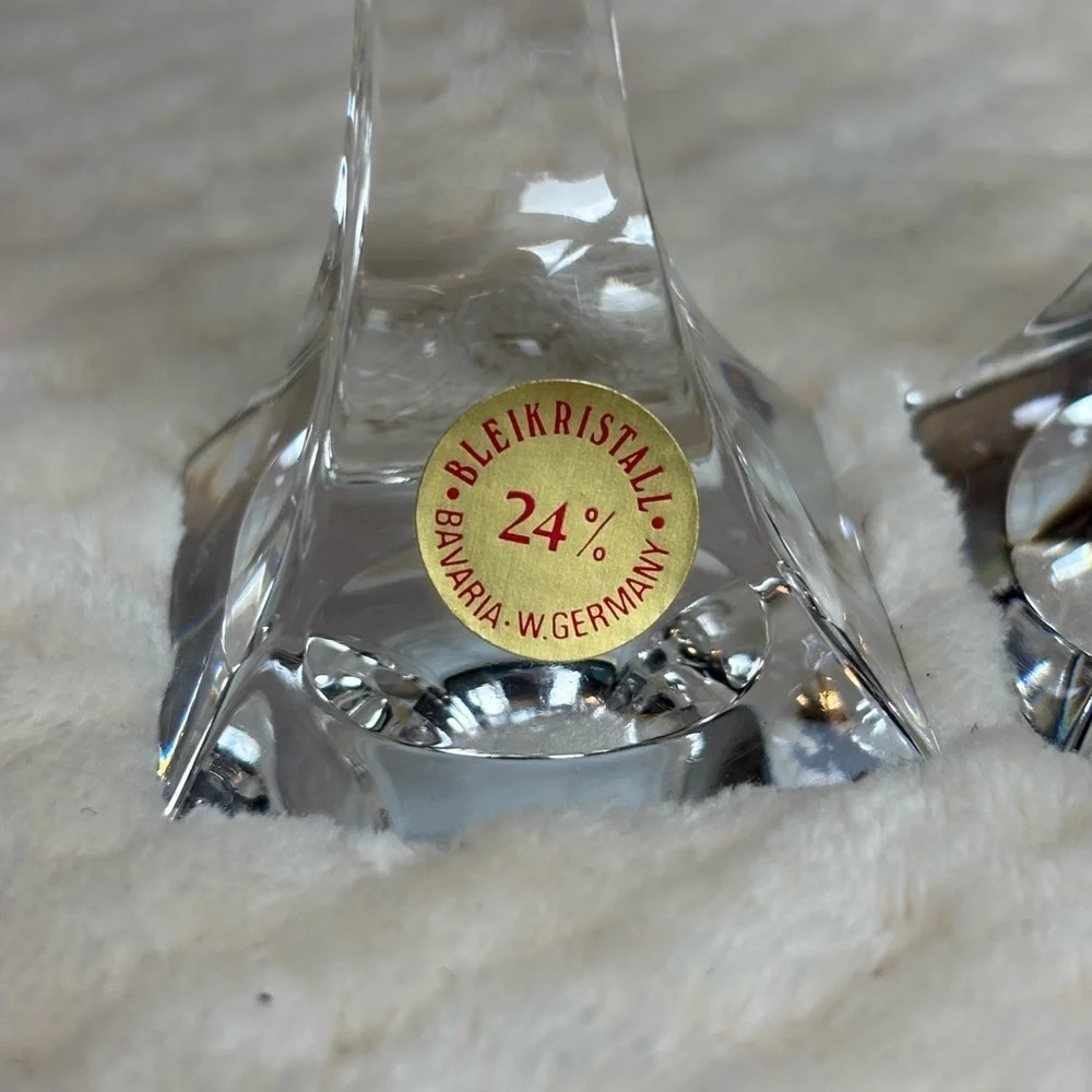 Elegant Crystal Candle Holders Bleikristall 24% Lead Crystal Candlesticks (2)